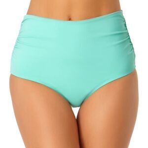 857 Anne Cole Convertible High Waist Shirred Swim Bottom AQUA sz S